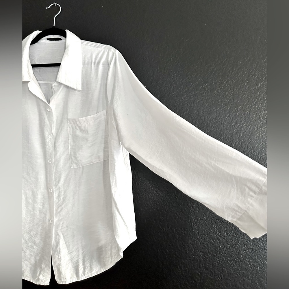 White button down with large collar